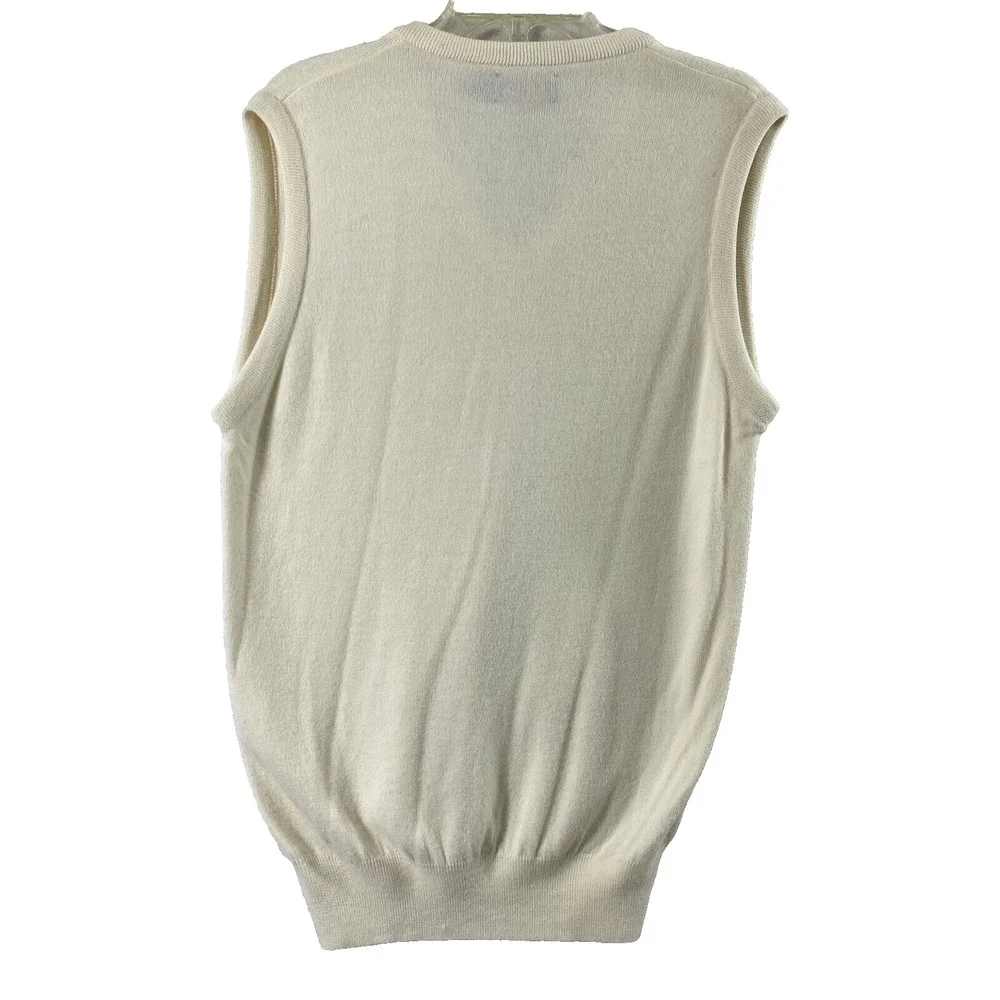 Par‎ Four Sweater Vest Mens Medium Ivory V Neck Golf Preppy Sportswear